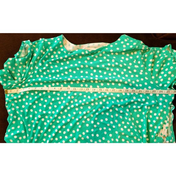 Susan Graver Liquid Knit Layered Top Metal Ring Details Polka Dot Mint White 2XL - Picture 10 of 10